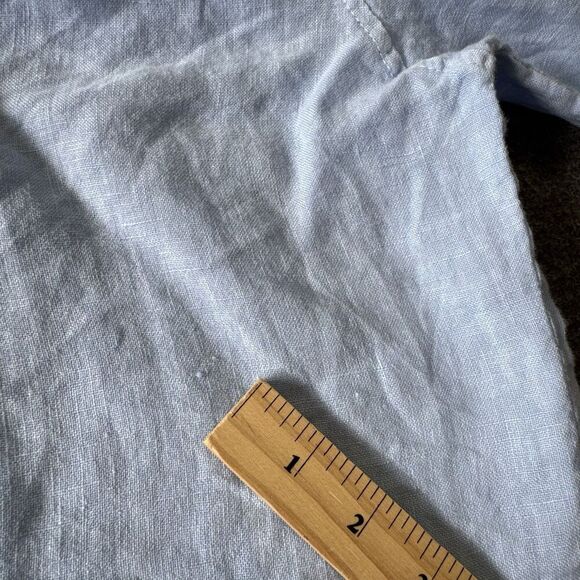 Puro Lino Shirt Mens Size 3XL Blue Button Up Long Sleeve Linen Made In Italy - Picture 7 of 8